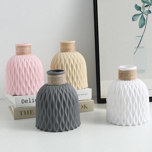 Estetisk Skandinavisk Plastvas Home Decor Blomvas Pasu beige 1pcs