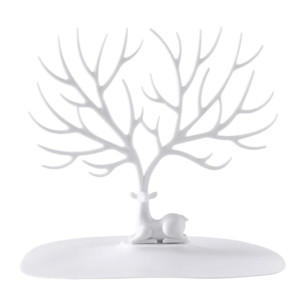 Bird Tree Key Holder Smyckesförvaringsställ Desktopförvaringsställ C white antler design 1PC
