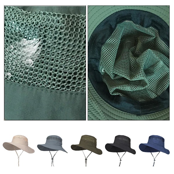 Solhatt med bred brätte UV-skydd Hinkhatt för vandring Camping Fi Military Green 56-59cm