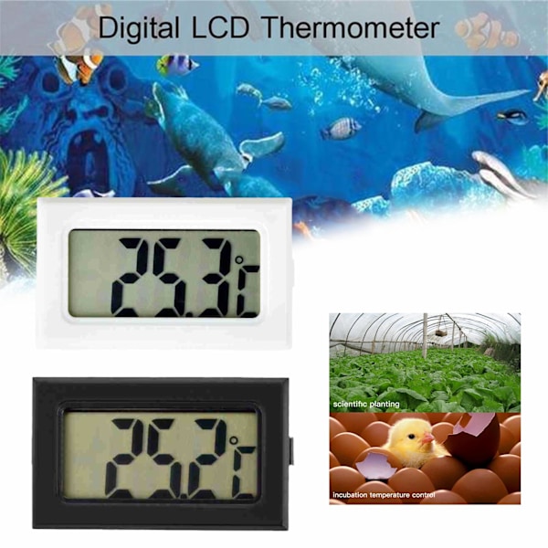 Mini svart/vit inbyggd LED digital termometer temperatur Te black One-size