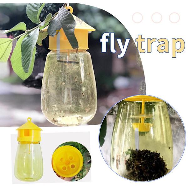 Återanvändbar Fruktflugfälla Dödare Gul Bur Drosophila Fälla Flugfångare Uteplats L3#