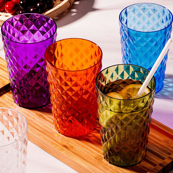 Färgade Tumblers Plast Vuxna Vatten Juice Dricksglas Återanvändbara purple one size