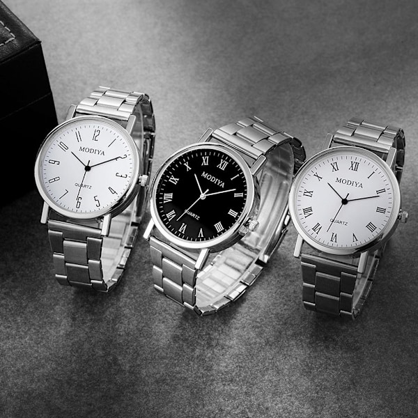 Herr Quartz Klocka Rostfritt Stål Armband Affärsklocka Mode Enkel Legeringsklocka För E7T0 White Digital scale