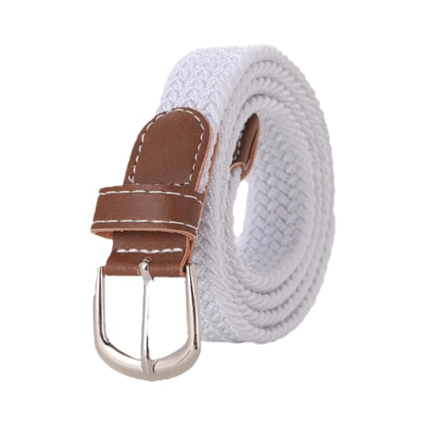 Modebälte Väv Canvas Bälte Metallspänne Män Kvinnor Fritt Elastiskt Hål Bälte Flätat G5s9  white 1pcs