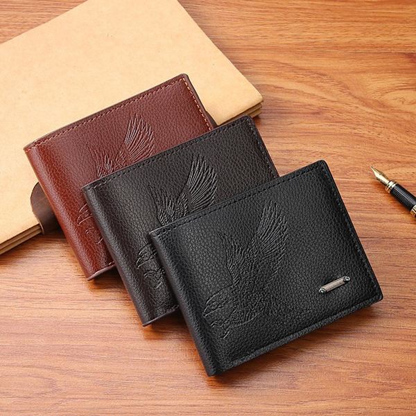 Herrplånbok Mode Retro Kort Plånbok Högkvalitativ Kort Pu-Korthållare Läder Herr Casual Q1q2 dark brown onesize