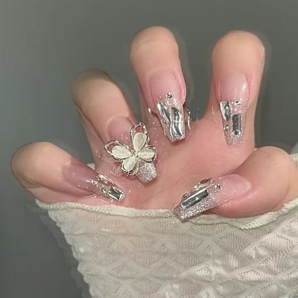 Bärbar Nagelplåster Ren Åtrå Vind Medium Längd Falska Naglar Nagelplåster Bär L1I4 3 set