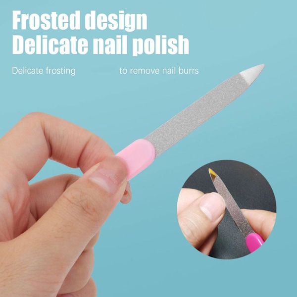 Metall Nagelfil Liten Smärgel Rostfritt Stål Dubbelsidig Pedikyr Manikyrverktyg P0d5