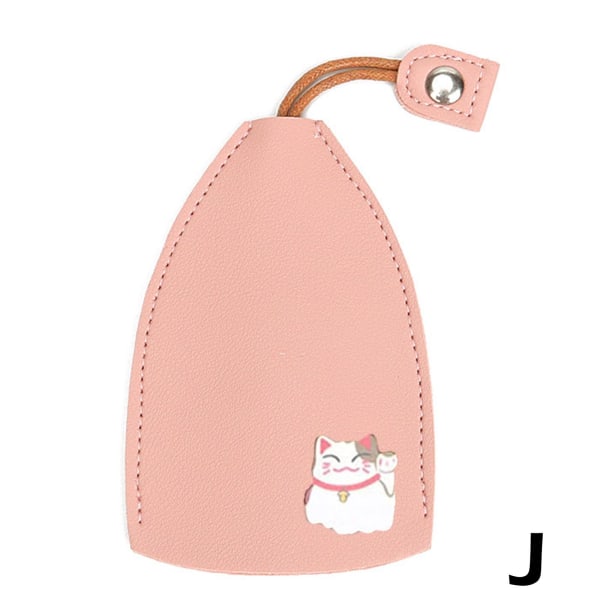 Söt Creative Pull Out Key Sleeve tecknat läder med stor kapacitet Pink Cat One-size