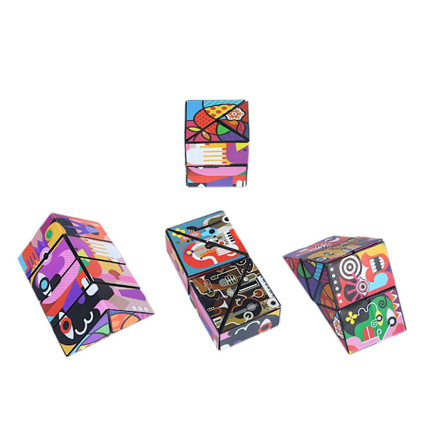 3D-Formbyteande Box Anti-stress Hand Flip Magic Cube Pussel To painting One size