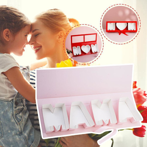 Mors dag blomlåda Tom blomsterpresentförpackning Numerisk bokstav Vikbar förpackning P4T1 Pink Opening