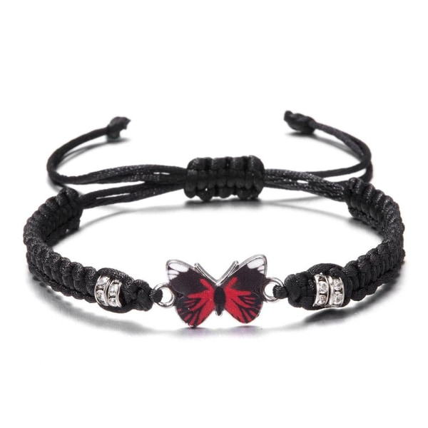 Fjärilsarmband Dam Fjäril Hänge Flätat Armband Ad Red One size