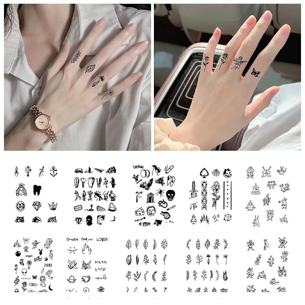 Finger Temporära Tatuering Klistermärken Långvariga Vattentäta Mini Tatuering Klistermärken Stjärna I8M5 style 6 1pcs