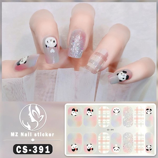 NYA 14 Remsor Nagelsticker Självhäftande DIY Snygga Naglar CS380 14pcs