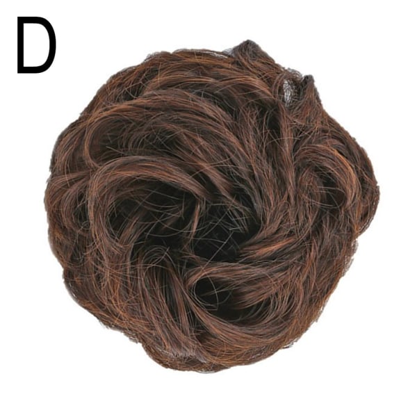 Lockigt rörigt hår Bulle Scrunchie Fake Natural Bobble Hair Extensi light brown 13cm
