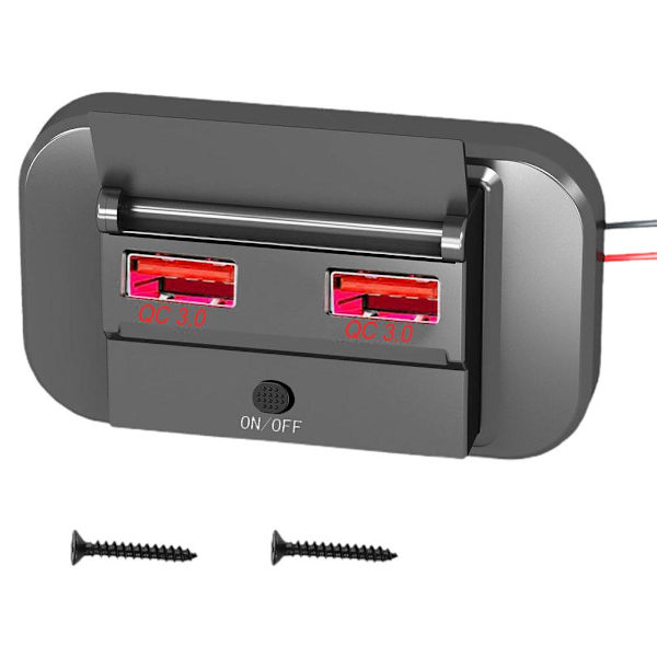 12V Dubbel USB-Port Snabb Laddare Uttag Strömuttag Motorcykel Panel RV C2A6 Dual QC3.0 red light one size