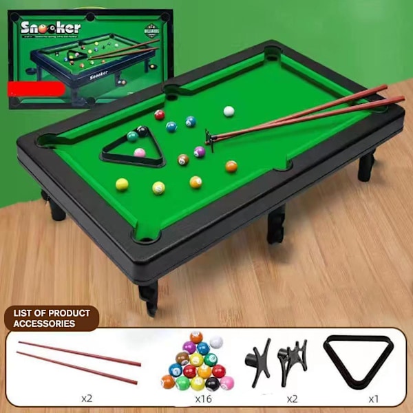 Mini Biljardbord Snookerspel med 2 Köer, Spelbollar & SNABB Y7Y7 Stress H8J5 small one-size