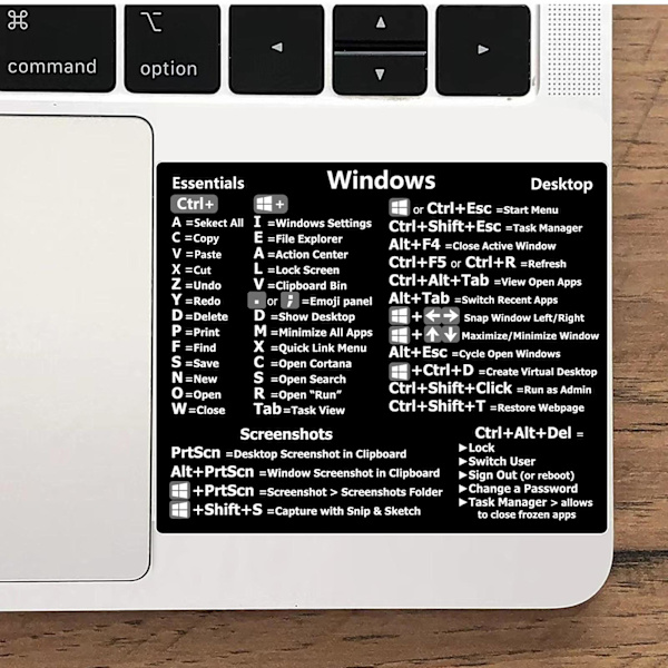 Tangentbord Genväg Klistermärke Referens för PC Laptop Windows PC for Window One-size