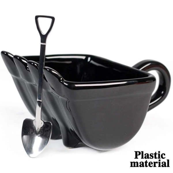 Single Cup Grävmaskin Bucket Cup Konstig Hand Creative Funny Cups black Cup + spoon