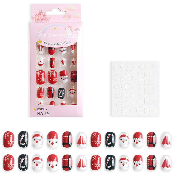 Jul Barn Barn Falsk Finger Nail 24 Pack Press Stick Nai 04 24pcs