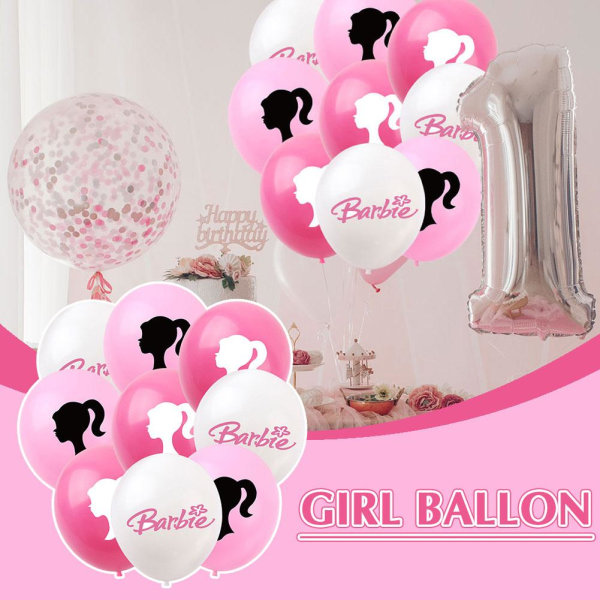 Barbie rosa latexballonger Festdekorationer med Barbie-tema för G white 10pcs