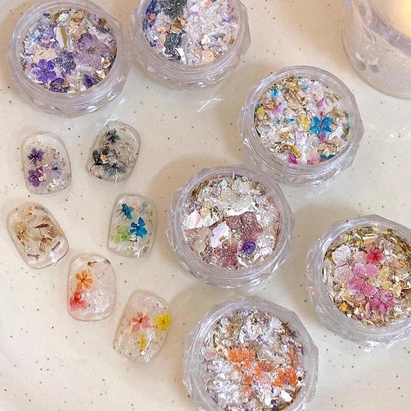 Nagelkonst Tillbehör Netto Röd Sommar Färg Blommor Opal Pulver Tillbehör Konst Material Nagel B6m9 LP-349 1pcs