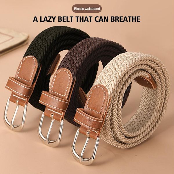Modebälte Väv Canvas Bälte Metallspänne Män Kvinnor Fritt Elastiskt Hål Bälte Flätat G5s9 Black 1pcs
