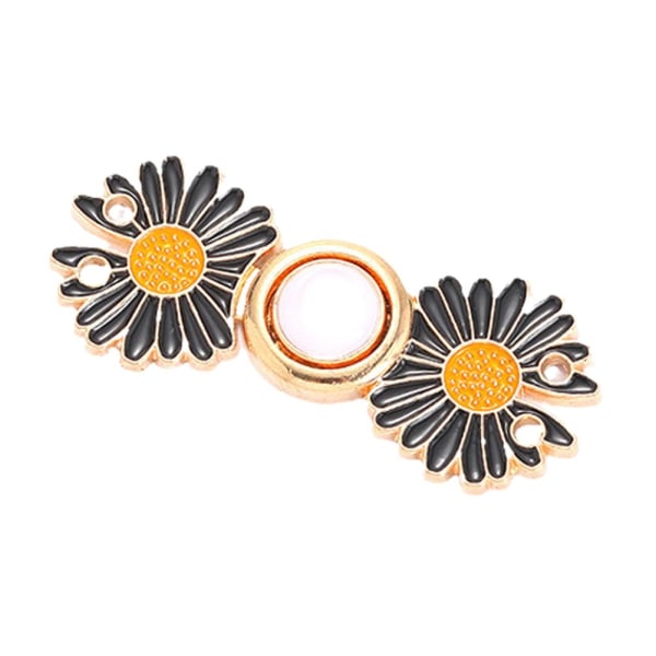 Sweet Flower Waist Button Pin Avtagbar Dra åt midjan Midja sliver +black one-size