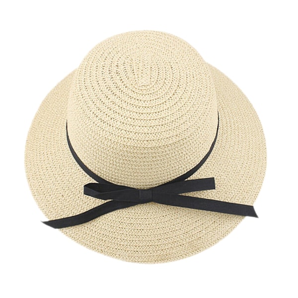 Dam solhatt halm vår sommar floppy strand hopfällbar B beige One-size