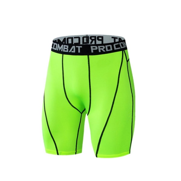 Kompressionsbyxor Sportshorts Elastiska män Snabbtorkande Breat green L