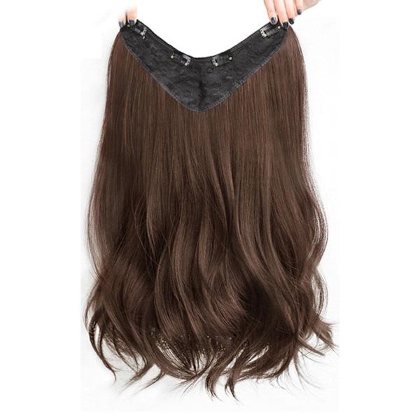 V-formad peruk för kvinnor koreansk stil medellängd Sweet Curled brown black 50cm