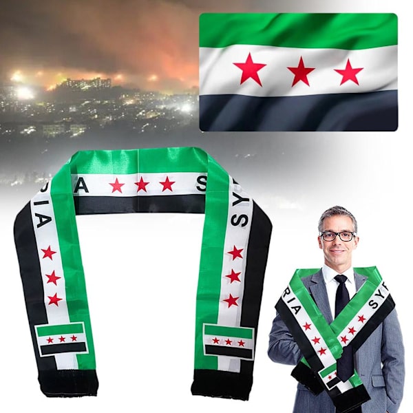 Syrien Syriska Landet Lättviktig Flagga Tryckt Stil Scarf 135cm/53.14 tum W4X3