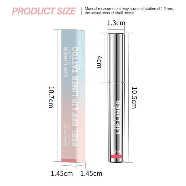 Läppenna Stay-N - Peel-off Läppenna Tattoo, Läppfärg Peel Off Långvarig UK- #3 Brow 1pcs