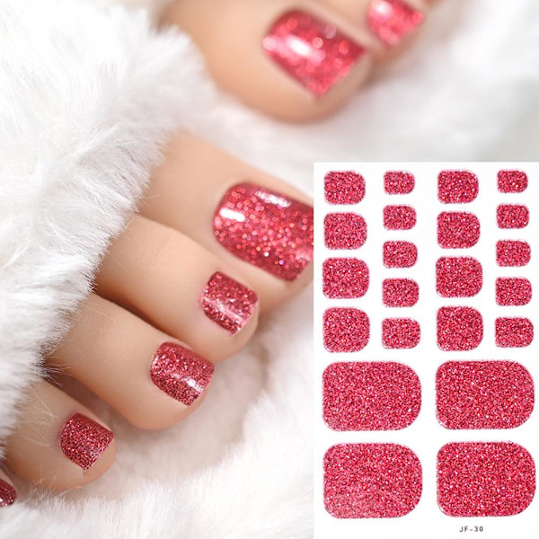 Glitter Tånageldekor Självhäftande Full Täckning Ren Färg Tånagel Wraps GXU  JF-30 1pcs
