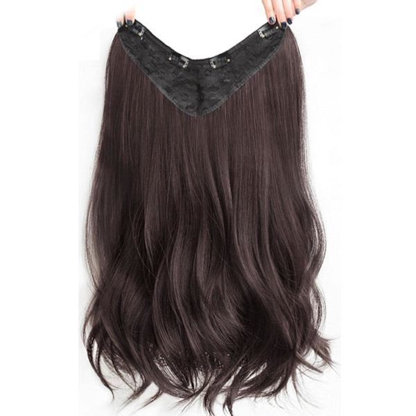V-formad peruk för kvinnor koreansk stil medellängd Sweet Curled brown black 50cm