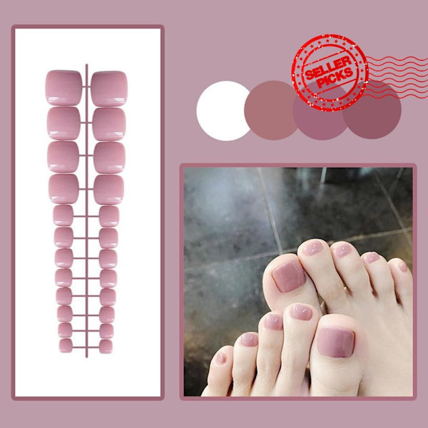 Falska Tånaglar Fransk Fyrkantig Hel Täckning Naken Manikyr Konst Tips Verktyg Nagel Rosa K8e3 style 4 24pcs