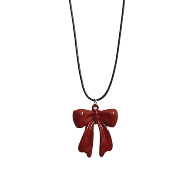 Rött Slätt Rosett Hänge Halsband Minimalistisk Halskedja Smycken Ho