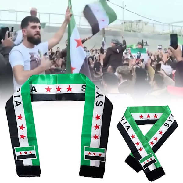 Syrien Syriska Landet Lättviktig Flagga Tryckt Stil Scarf 135cm/53.14 tum W4X3