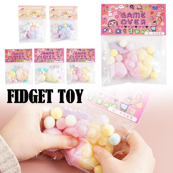 Fidget Leksak Kawaii Plysch Katt Tass Transparent Kub Stress Relief S C one-size