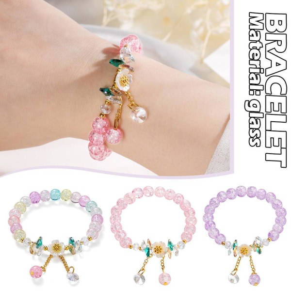 Summer New Colorful Korean Edition Popcorn Crystal Armband Wome Multicolor One size