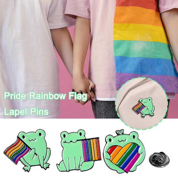 LGBT Pride Regnbågsflagga Groda Design Liten Emalj Lapel Nål style3 onesize