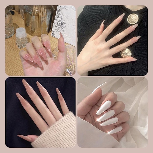 Manikyr Enfärgad Falska Naglar Lång Nagel Konstgjord Nagel Falska Trapetsformade Konstnaglar P4r3 style 7 1set