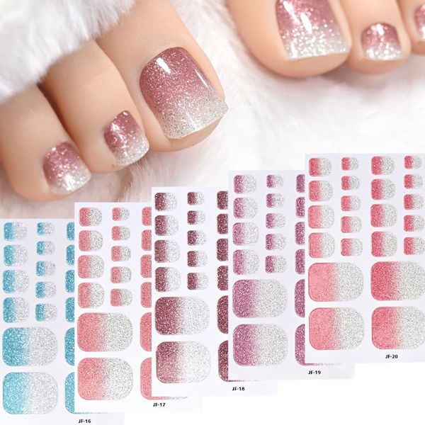 Glitter Tånageldekor Självhäftande Full Täckning Ren Färg Tånagel Wraps GXU  JF-27 1pcs