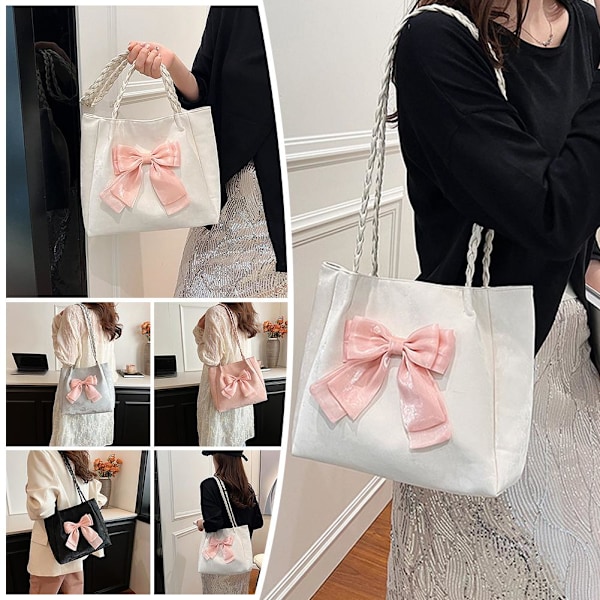 Vacker Klassisk Stor Rosett Axelväska Rosett Axelväska PU Mode Ny E2 Pink One size