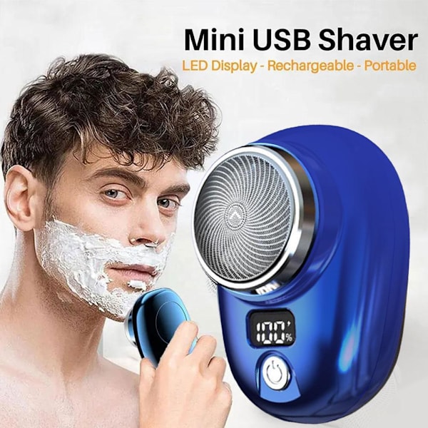 Bärbar elektrisk rakapparat Mini-Shave för män USB-rakapparat Resa Rec silver One-size