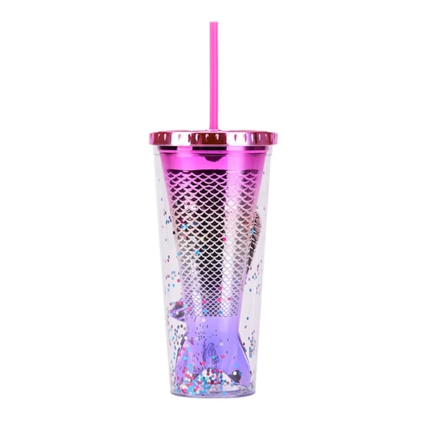 Barbie Rosa paljett Färgglad paljett Halmkopp Creative Fishtail D sequin pink one-size