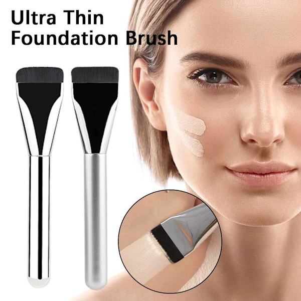 Kosmetisk Smink Platt Huvud Foundation Rouge Bronzer Kontur Concealer Borste V0A1 sliverB rubber handle