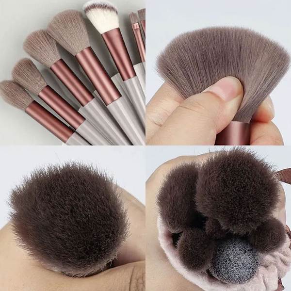 13ST Makeup Brushes Set Soft Shadow Contouring Brush Loose Powd Milk tea color 13pcs