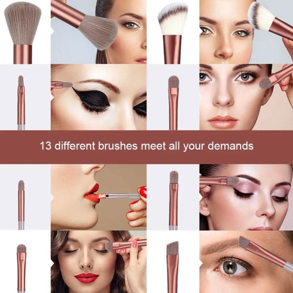 13ST Makeup Brushes Set Soft Shadow Contouring Brush Loose Powd Milk tea color 13pcs