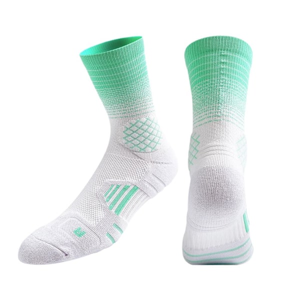 1 Par Gradient Basketbollstrumpor Handdukbotten Elite Strumpor Profes Pink green 1pair