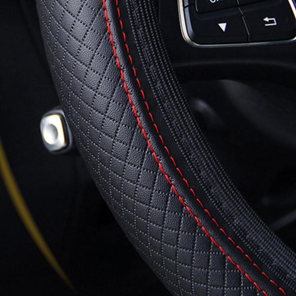 Cool Halkfri Mikrofiber Läder Ratt Skydd Ratt C R5G3 Black+Red 1pcs